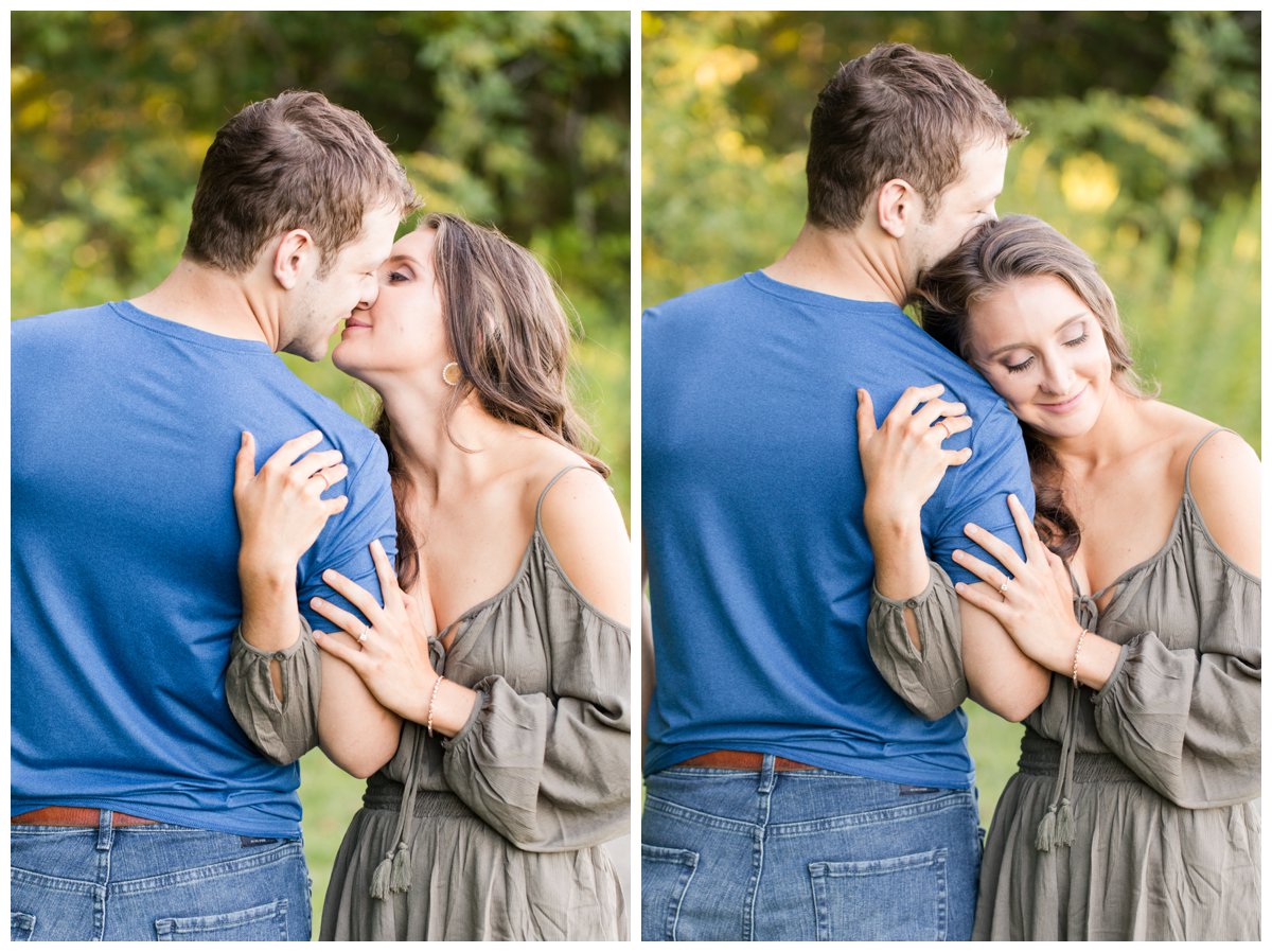 Jerusalem Mills Bohemian Engagement Photography on a dirt road snuggling with each other.