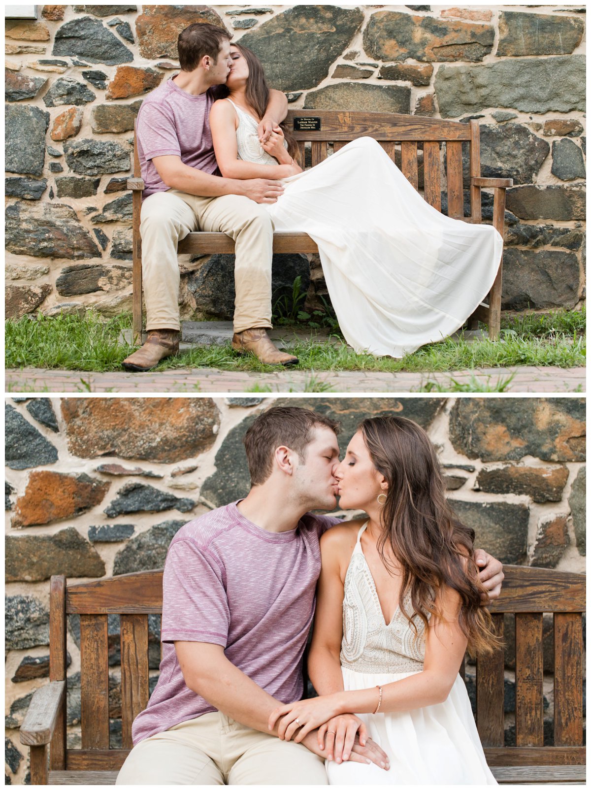 Jerusalem Mills Bohemian Engagement Photography on a bench