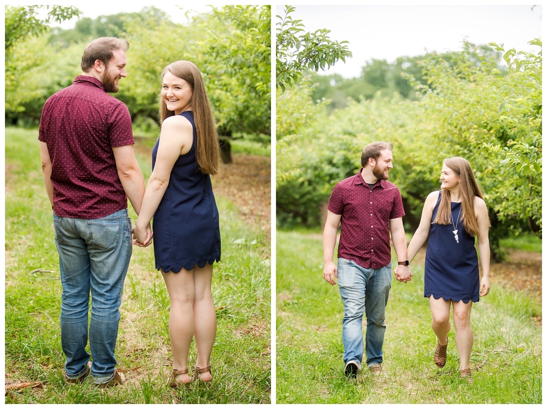 Woodbine Maryland Larriland Farm Engagement Photos. Baltimore Maryland Wedding photos. Cherry Tree walking engagement photos