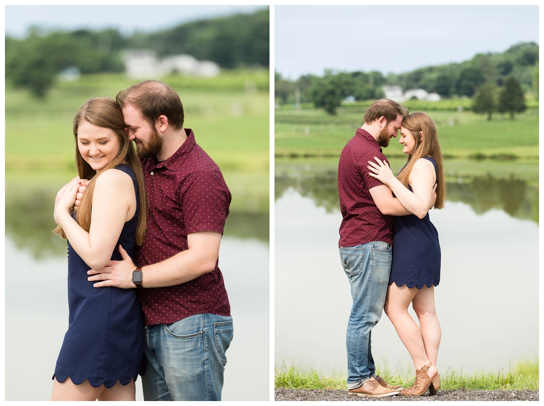 Woodbine Maryland Larriland Farm Engagement Photos. Baltimore Maryland Wedding photos. Pond engagement photos. Engagement photos by the water