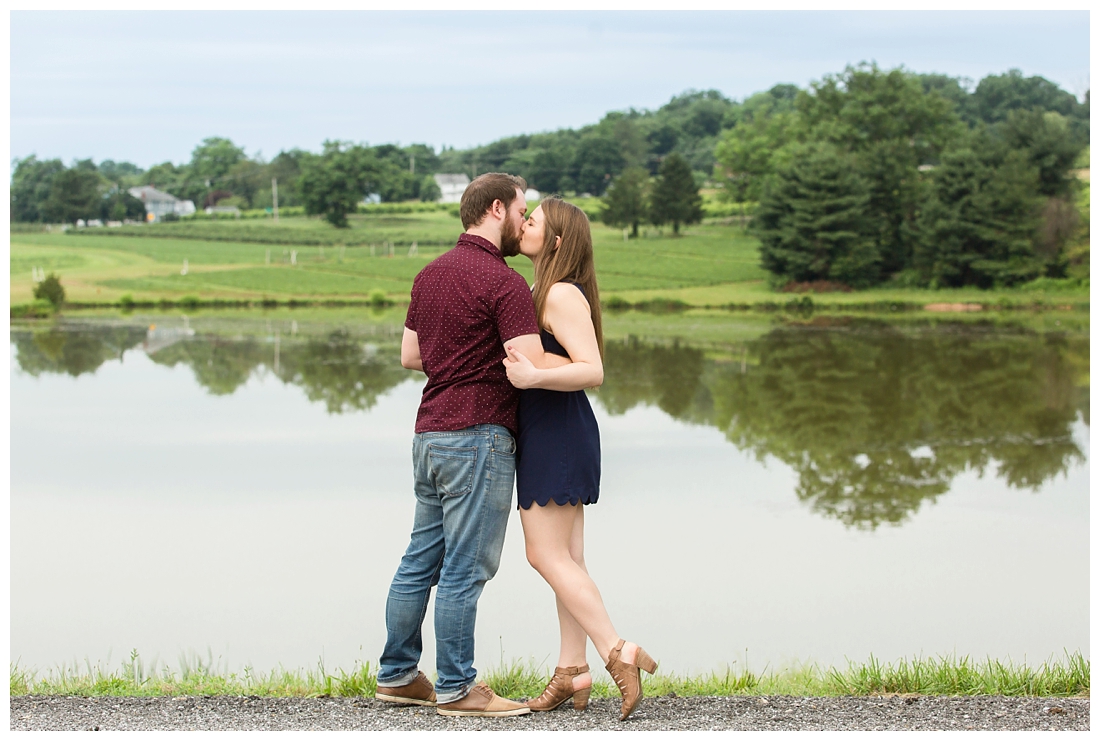 Woodbine Maryland Larriland Farm Engagement Photos. Baltimore Maryland Wedding photos. Pond engagement photos. Engagement photos by the water