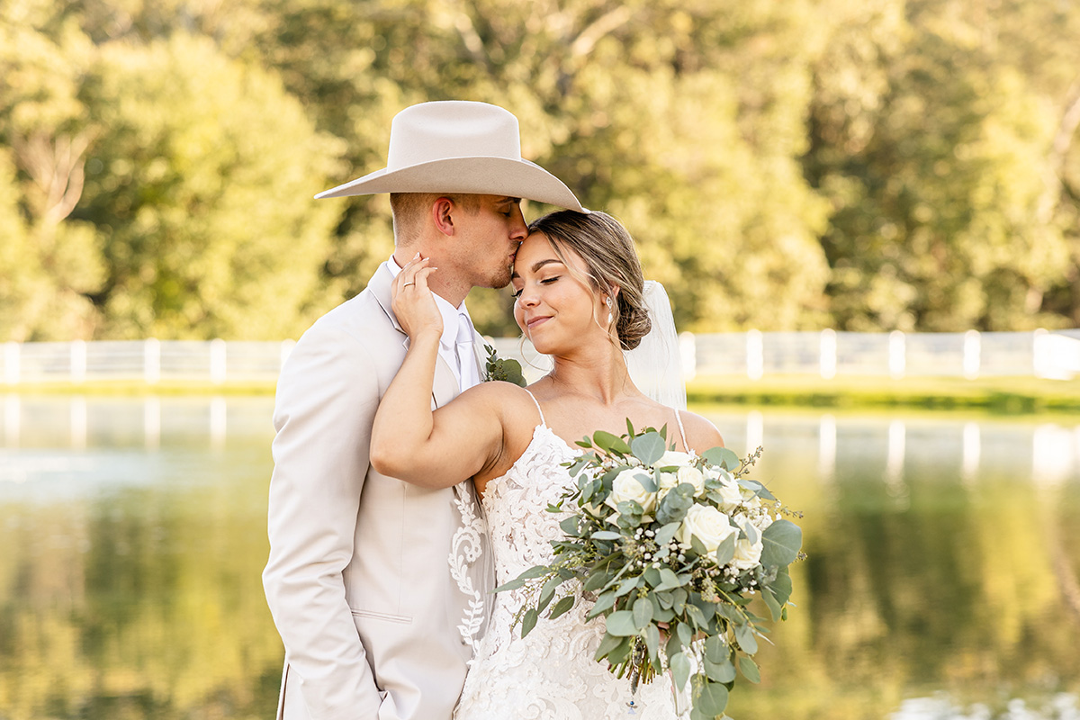 Bride & Groom Wedding Portraits, Cowboy Wedding Cowboy Hat, Country Wedding, Pond View Farm, Waterfront wedding, Orioles Baseball Hoiles Wedding Dalton Hoiles Chris Hoiles